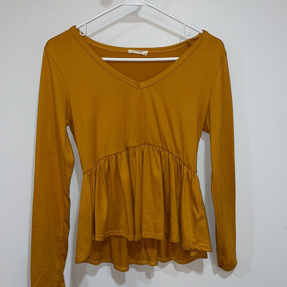 Mustard Peplum Top